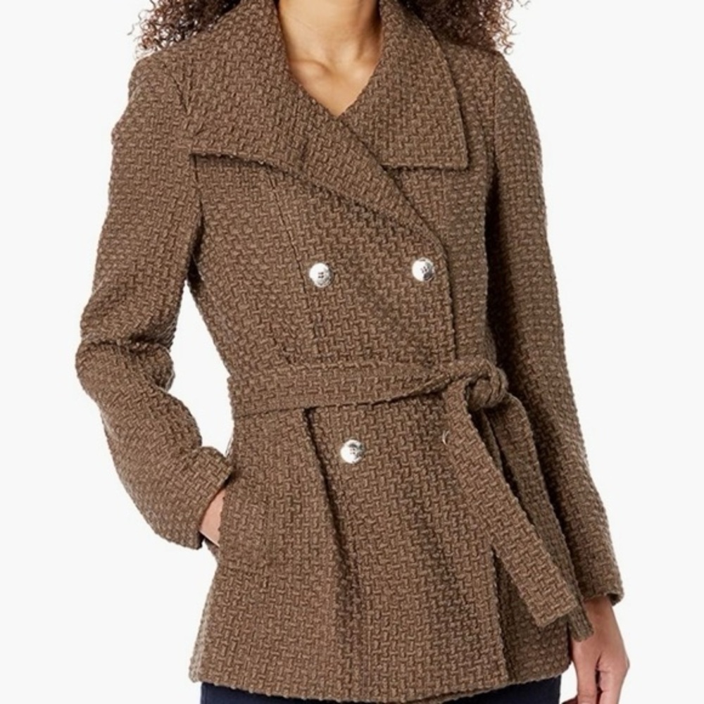 Calvin Klein Textured Brown Pea Coat